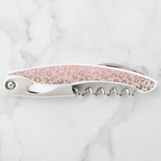 Tire-bouchon Elegant Rose Gold Glitter Black Leopard Print (Devant)