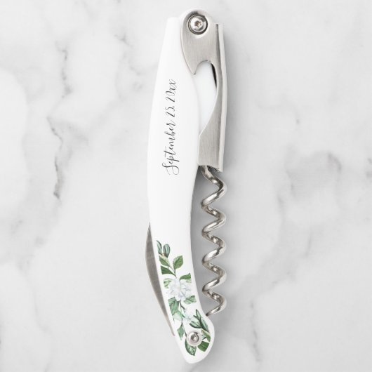 Tire-bouchon Élégant Sage Greenery Mariage de script Floral (Dos)