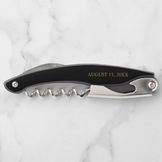 Tire-bouchon Élégant script or Calligraphie Mariage noir attend (Dos)