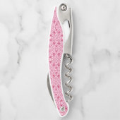 Tire-bouchon Elégante Fleur rose et rouge Damas (Dos)