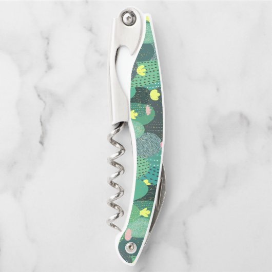 Tire-bouchon Été Vert Turquoise Cactus Gold points Design migno (Devant)