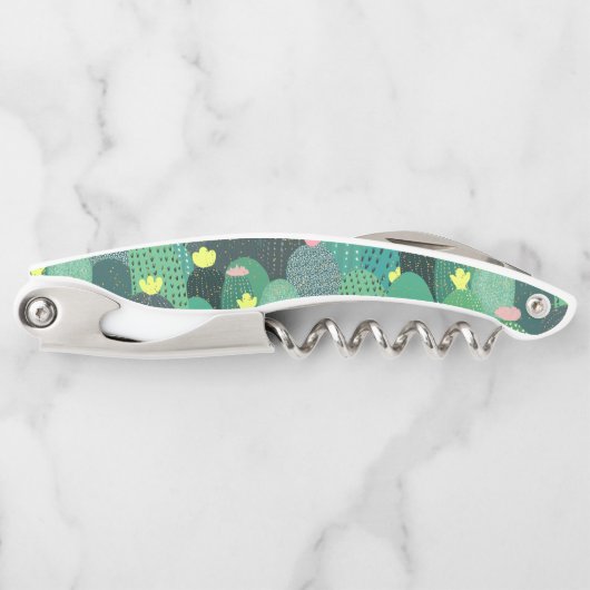 Tire-bouchon Été Vert Turquoise Cactus Gold points Design migno (Devant)