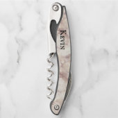 Tire-bouchon Faux Blanc moderne et Rose marbré Personnalisé (Devant)