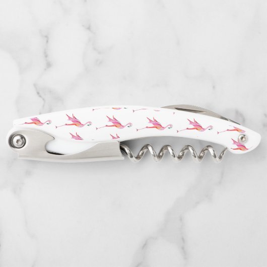 Tire-bouchon Flamant rose Aquarelle tendance Oiseau d'été (Devant)