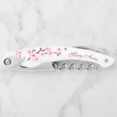 Tire-bouchon Fleurs de cerises blanches roses Monogrammes Corks (Devant)