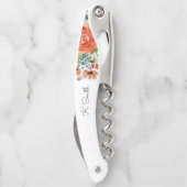 Tire-bouchon Fleurs de printemps de l'aquarelle Monogramme (Dos)