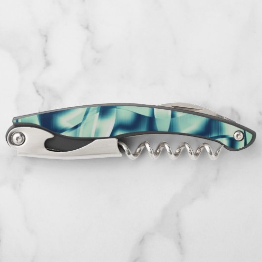 Tire-bouchon Formes bleues verdâtres courbées, teintes cyanes (Devant)