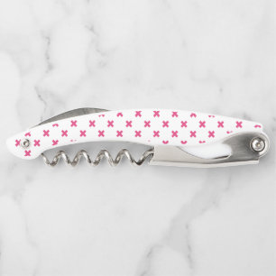 Tire-bouchon Fuchsia croix sur le blanc