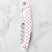 Tire-bouchon Fuchsia croix sur le blanc (Devant)