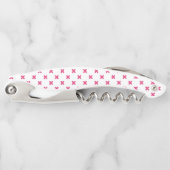 Tire-bouchon Fuchsia croix sur le blanc (Devant)