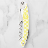 Tire-bouchon Gingham Classique Jaune Clair à Motif Monogramme (Devant)