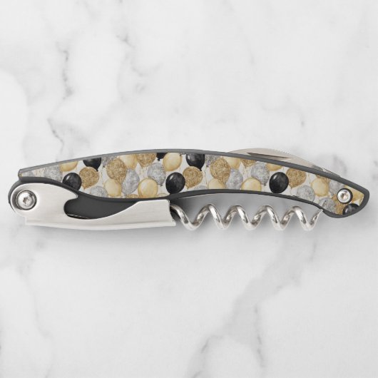 Tire-bouchon Gold Silver Black Balloons New Year Celebration (Devant)