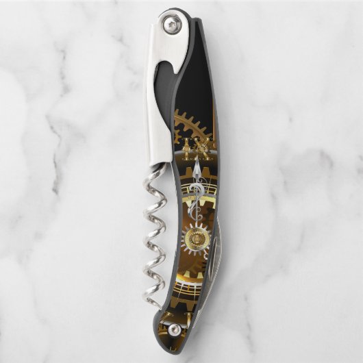 Tire-bouchon Horloge Steampunk avec des engrenages anciens (Devant)