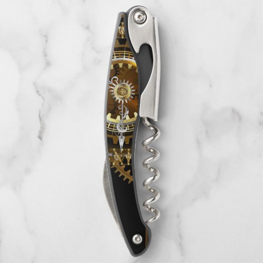 Tire-bouchon Horloge Steampunk avec des engrenages anciens (Dos)