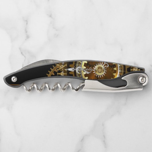 Tire-bouchon Horloge Steampunk avec des engrenages anciens (Dos)