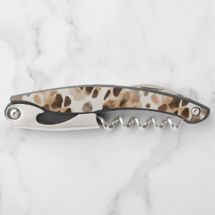 Tire-bouchon Imprimé animalier léopard crème marron cacao