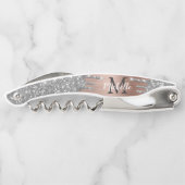 Tire-bouchon Initiale métallisée rose gold avec gouttes de pail (Dos)