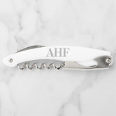 Tire-bouchon Initiales de monogramme gris élégant et moderne (Dos)