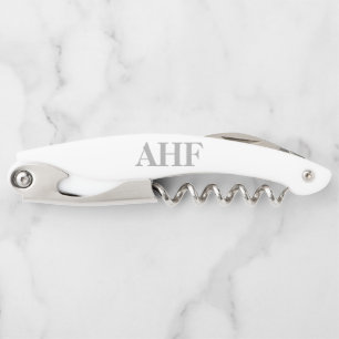 Tire-bouchon Initiales de monogramme gris élégant et moderne