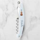 Tire-bouchon Instrument de musique Violon bleu mou (Devant)