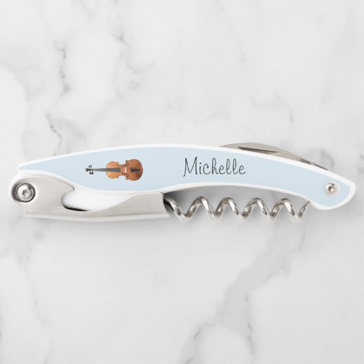 Tire-bouchon Instrument de musique Violon bleu mou (Devant)