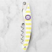Tire-bouchon Jaune Ensoleillé Rayé Monogramme Violet (Devant)