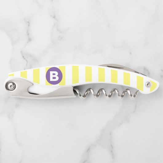 Tire-bouchon Jaune Ensoleillé Rayé Monogramme Violet (Devant)