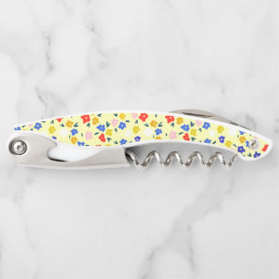 Tire-bouchon Joli délicat floral mignon sur fond jaune pastel