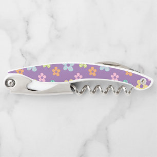 Tire-bouchon Joli motif fleuri à pois violet