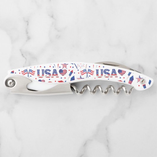 Tire-bouchon Joyeux 4 juillet Red Blue Cute Party (Devant)