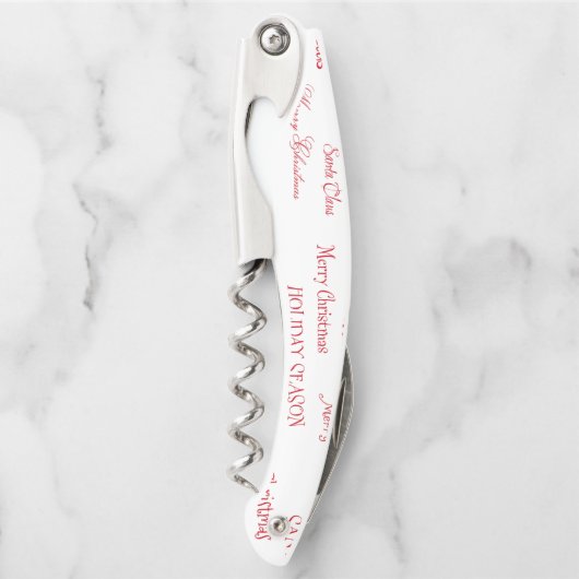 Tire-bouchon Joyeux Noël rouge et blanc Texte graphique (Devant)
