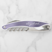 Tire-bouchon Lavande Faux en métal brossé Script personnalisé (Dos)