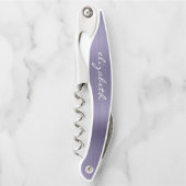 Tire-bouchon Lavande Faux en métal brossé Script personnalisé (Devant)