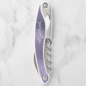 Tire-bouchon Lavande Faux en métal brossé Script personnalisé (Dos)