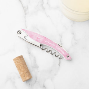Tire-bouchon Le Merci Mariage couleur rose fleuron favorise