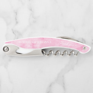 Tire-bouchon Le Merci Mariage rose en fleurs élégant favorise