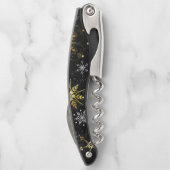 Tire-bouchon Les flocons dorés de Noël sur l'Arrière - plan noi (Dos)