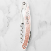 Tire-bouchon Magnifique Marbre Rose Doré Monogramme Pailleté (Devant)