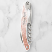 Tire-bouchon Magnifique Marbre Rose Doré Monogramme Pailleté (Dos)