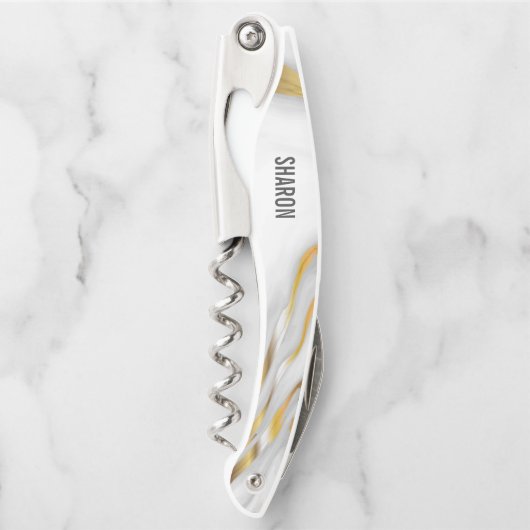 Tire-bouchon Marbre blanc Et Or (Devant)