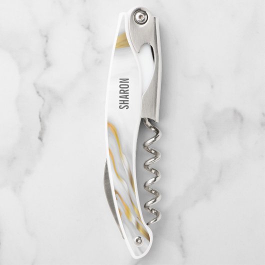 Tire-bouchon Marbre blanc Et Or (Dos)