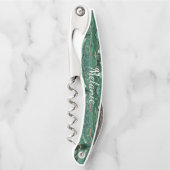 Tire-bouchon Marbre d'or vert Nom personnalisé Waiter's Corkvis (Devant)