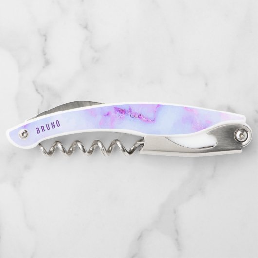 Tire-bouchon Marbre faux blanc et violet (Dos)