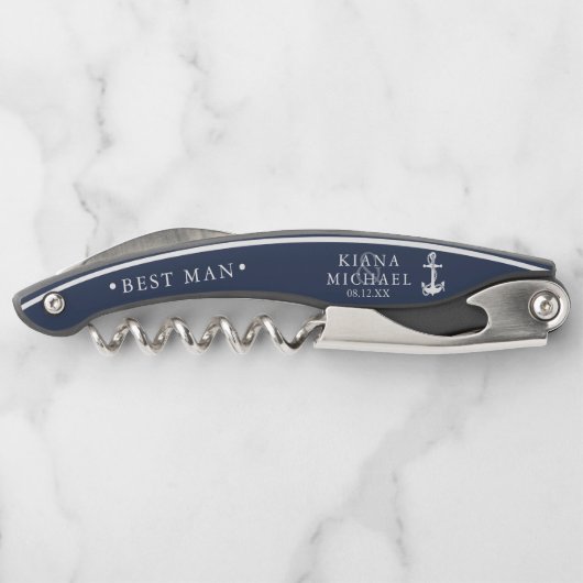 Tire-bouchon Mariage Ancre Blue Wave Best Man Wht/Bl ID836 (Dos)