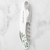 Tire-bouchon Mariage floral blanc blanc de couronne de verdure  (Dos)