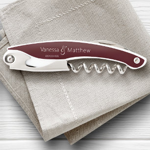 Tire-bouchon Mariage minimal moderne Couple Date Bourgogne