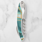 Tire-bouchon Mariage Monogramme Green Gold Agate Géode (Dos)