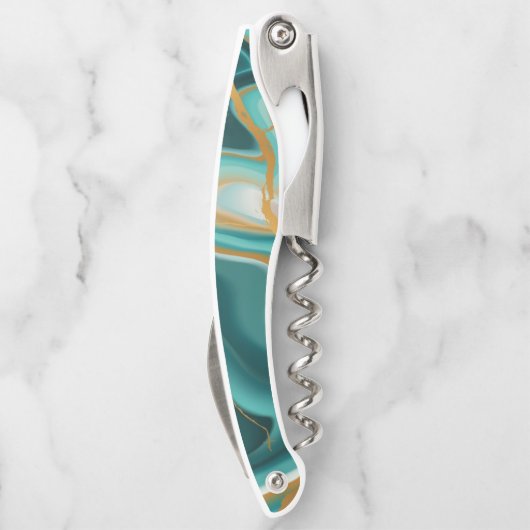 Tire-bouchon Mariage Monogramme Green Gold Agate Géode (Dos)