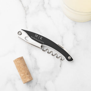 Tire-bouchon Mariage Monogramme minimaliste moderne
