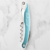 Tire-bouchon Mariage plage Vagues Bleues Bridesmaid avec nom (Devant)